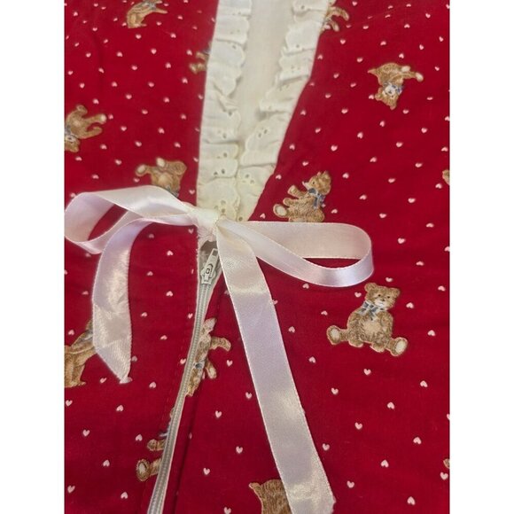 Handmade 80s Baby Bunting Bag 24x16 Red Teddy Print Baby Shower Gift Photo Prop - Picture 5 of 8